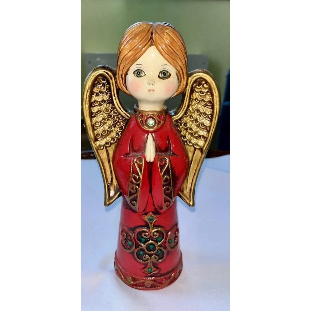 Vintage 1960's Ardco MCM Paper Mache Big Eyes Prayer Angel With Rhinestones